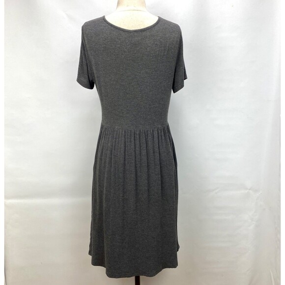 DB Moon Womans Gray Knit Dress Medium Fit N Flare Pockets Boho Peasant Casual - Picture 8 of 12